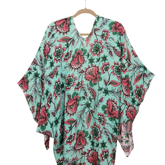Shiraleah Chicago Mint Barbarossa Kimono Cover Up Womens OS Floral Bohemian - Picture 6 of 11